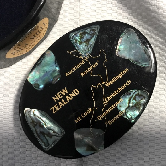 Vintage 3 Piece Set w/ Paua Shell Inlay~Australia & New Zealand Trinket Dishes - Picture 9 of 10